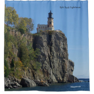 Split Rock Lighthouse from beach shower curtain
