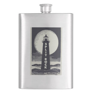 Split Rock Lighthouse Minnesota Moon Hip Flask