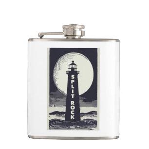 Split Rock Lighthouse Minnesota Moon Hip Flask