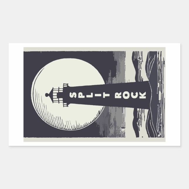 Split Rock Lighthouse Minnesota Moon Rectangular Sticker (Front)