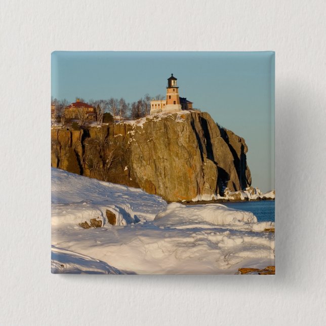 Split Rock Lighthouse State Park on Lake 15 Cm Square Badge (Front)
