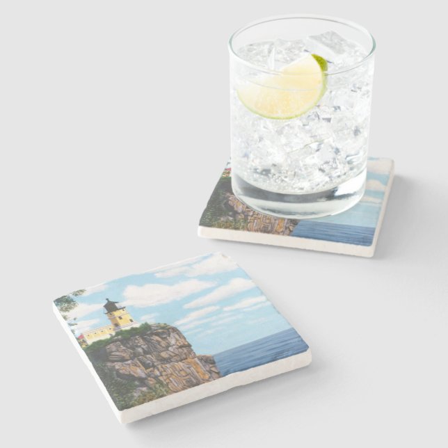 Split Rock Lighthouse Stone Coaster (Side)