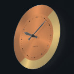 Split-Screen Metallic Gold and Copper Personalized Large Clock<br><div class="desc">Image of metallic gold and copper split-screen,  custom monogram,  and simple black dot numerals.</div>