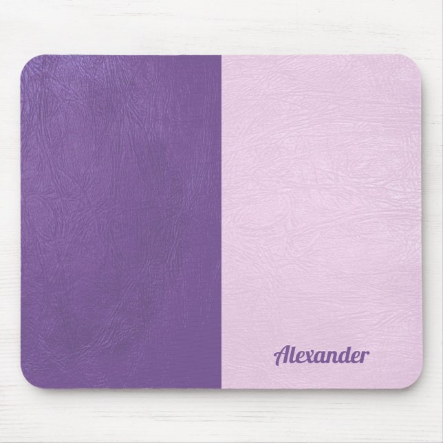 Split-screen purple & pink faux leather texture mouse pad (Front)