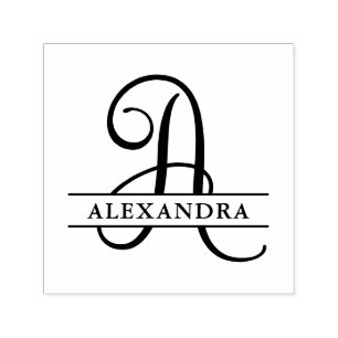 Split Script Monogram Name For Letter A Self-inking Stamp