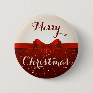 Split Snow and Red Ribbon 6 Cm Round Badge