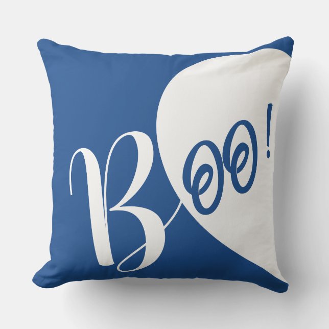 Split Tone Boo Typography Throw Pillow | Spooky  (Front)