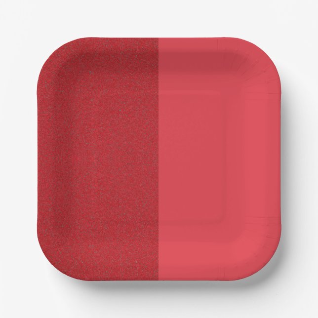 Split-Tone Tomato Red Paper Plate – Customisable (Front)