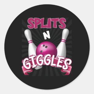Splits n Giggles Funny Bowling Team Bowler Sports Classic Round Sticker