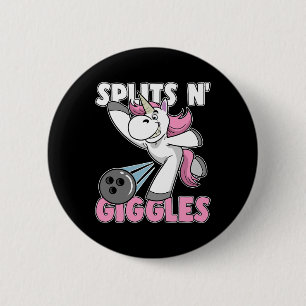 Splits N' Giggles Unicorn Bowling Bowler 6 Cm Round Badge