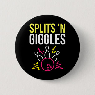 Splits'n Giggles Bowling Team Shirt Strike In Styl 6 Cm Round Badge