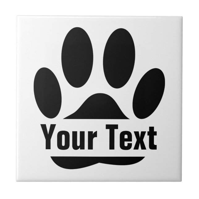 Spllit Frame Dog Pawprint With Custom Text Ceramic Tile (Front)