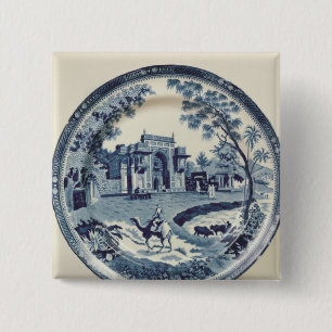 Spode blue and white plate, c.1815 15 cm square badge