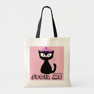 "SPOIL ME" Cute Black Cat Hilda the Kitten Tote Bag