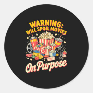 Spoil movies film movie food night snack popcorn  classic round sticker