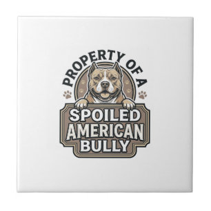 Spoiled American Bully Vintage Engraving Design_1 Ceramic Tile