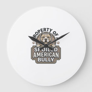 Spoiled American Bully Vintage Engraving Design_1 Large Clock