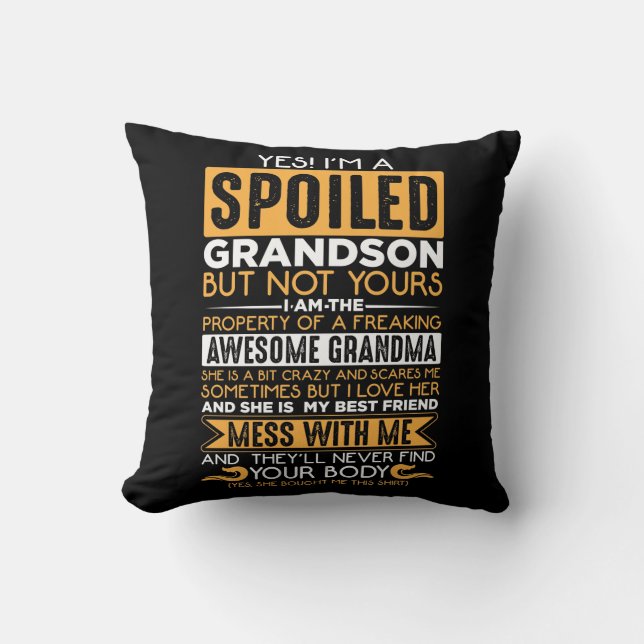Spoiled Grandson Awesome Grandma Grandchild Cushion (Front)