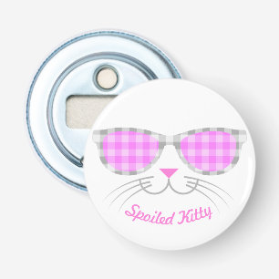 Spoiled Kitty Cat Face in Pink Shades Graphic Bottle Opener