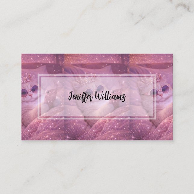 Spoiled Princess Cat Texting in Bed                Business Card (Front)