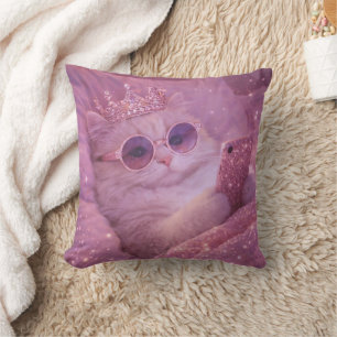 Spoiled Princess Cat Texting in Bed Cushion