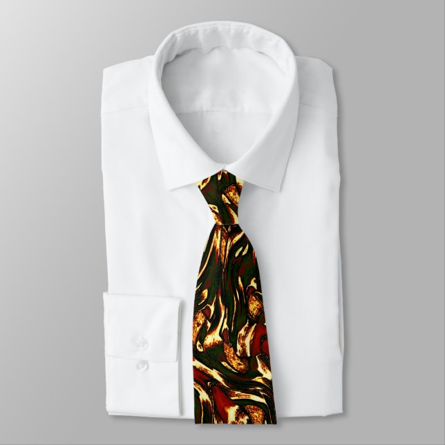 Spoiled reddish brown and yellow curves tie (Tied)