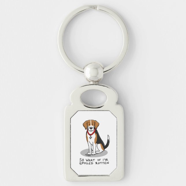 Spoiled Rotten Beagle (tri colour 3) Dog Funny Key Ring (Front)