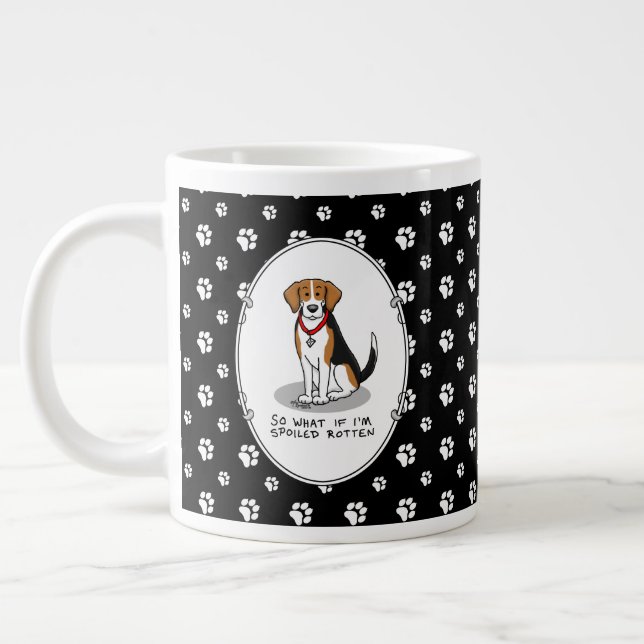 Spoiled Rotten Beagle (tri colour 3) Dog Funny Large Coffee Mug (Left)