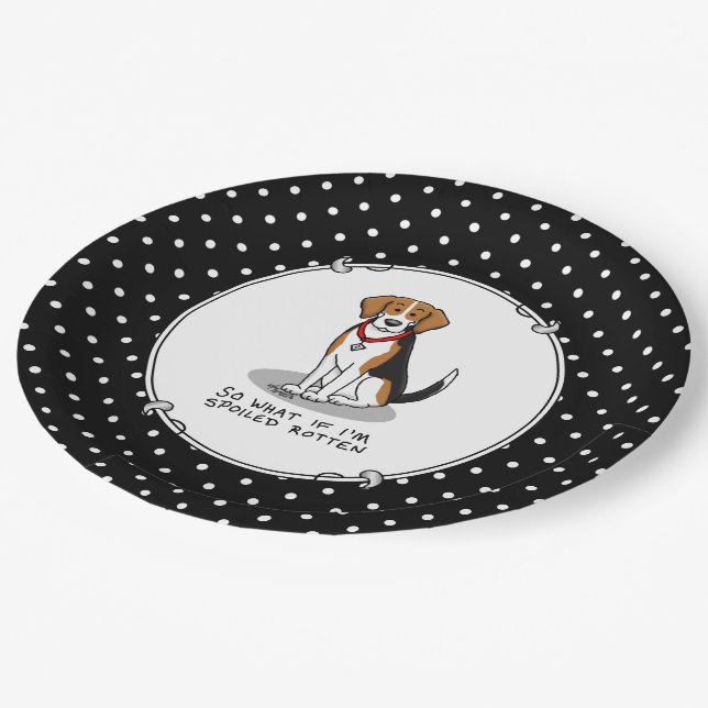 Spoiled Rotten Beagle (tri colour 3) Dog Funny Paper Plate (Angled)