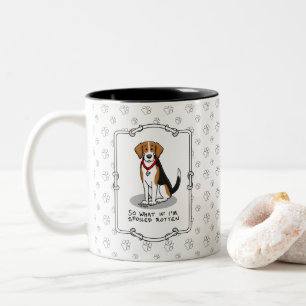 Spoiled Rotten Beagle (tri colour 3) Dog Funny Two-Tone Coffee Mug