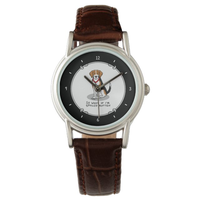 Spoiled Rotten Beagle (tri colour 3) Dog Funny Watch (Front)