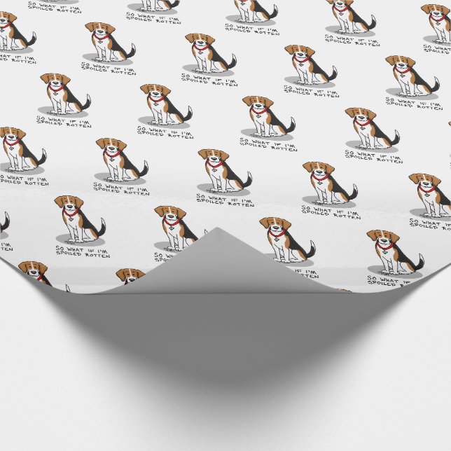 Spoiled Rotten Beagle (tri colour 3) Dog Funny Wrapping Paper (Corner)