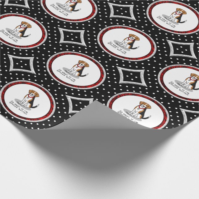 Spoiled Rotten Beagle (tri colour 3) Dog Funny Wrapping Paper (Corner)