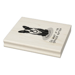 Spoiled Rotten Boston Terrier Dog (black) Cute Rubber Stamp