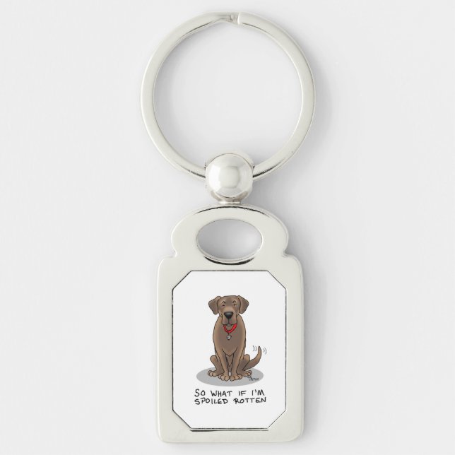 Spoiled Rotten Chocolate Lab Labrador Retriever Key Ring (Front)