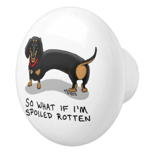 Spoiled Rotten Dachshund (S black & tan) Cute dog Ceramic Knob