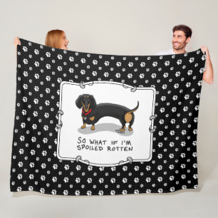 Spoiled Rotten Dachshund (S black & tan) Cute dog Fleece Blanket