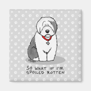 Spoiled Rotten Old English Sheepdog (Gray 1) Funny Magnet