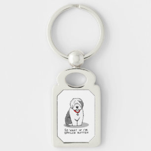 Spoiled Rotten Old English Sheepdog (Grey 1) Funny Key Ring