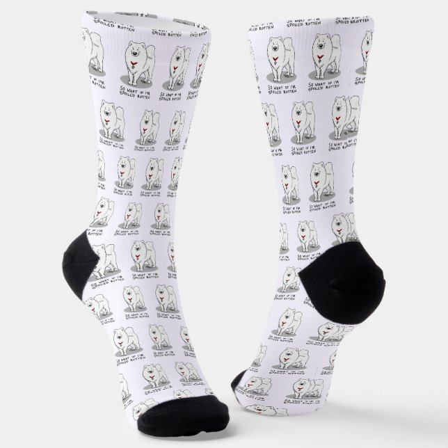 Spoiled Rotten Samoyed Dog Cute Attitude Funny Socks (Angled)