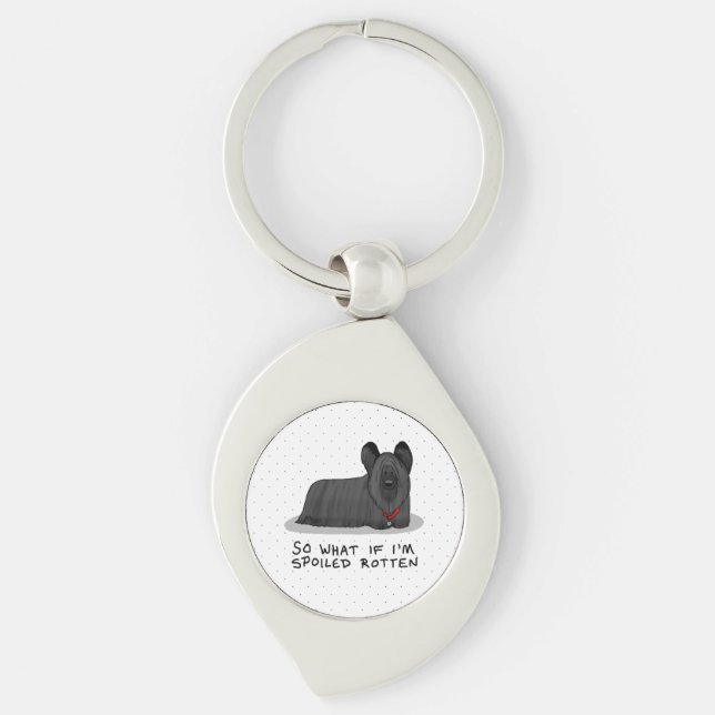Spoiled Rotten Skye Terrier Dog (black) Cute Funny Key Ring (Front)