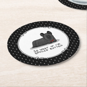 Spoiled Rotten Skye Terrier Dog (black) Cute Funny Round Paper Coaster