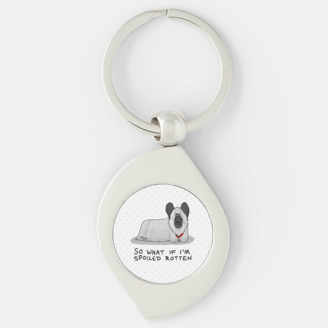 Spoiled Rotten Skye Terrier Dog (silver) Cute Fun Key Ring (Front)