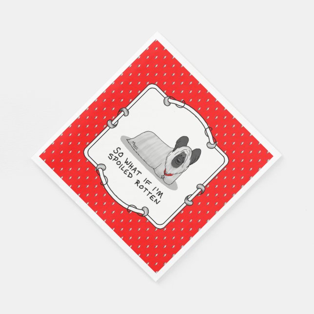 Spoiled Rotten Skye Terrier Dog (silver) Cute Fun Napkin (Corner)