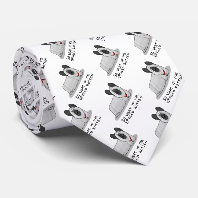 Spoiled Rotten Skye Terrier Dog (silver) Cute Fun Tie (Rolled)