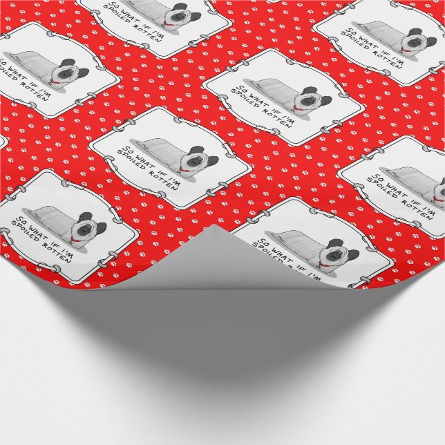Spoiled Rotten Skye Terrier Dog (silver) Cute Fun Wrapping Paper (Corner)