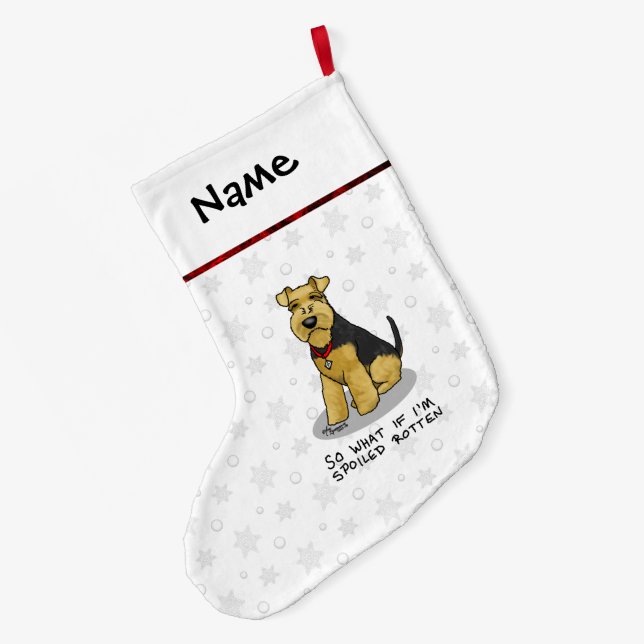 Spoiled Rotten Welsh Terrier Dog - Cute Large Christmas Stocking (Back (Hanging))