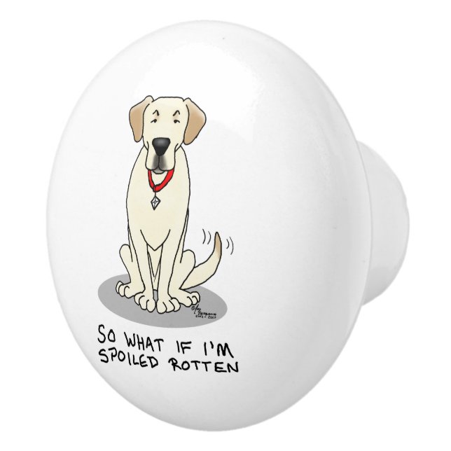 Spoiled Rotten Yellow Lab Labrador Retriever Funny Ceramic Knob (Right)