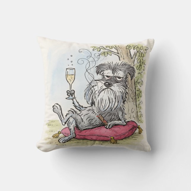 Spoiled Special Grey Schnauzer Throw Pillow (Front)