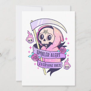 Spoiler Alert Everyone Dies Cute Pink Halloween Sk Invitation